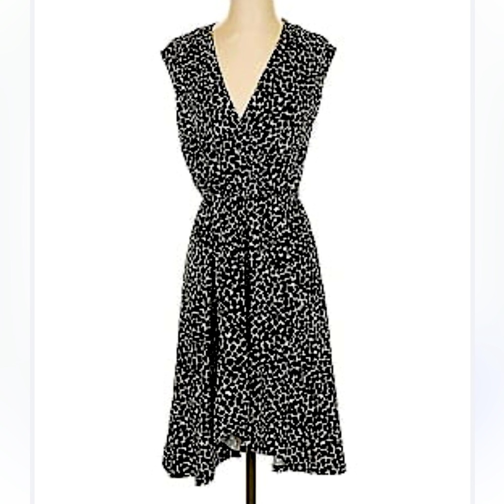 BCBG Max Azaria faux wrap black and white dress
